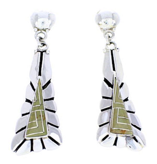 Sterling Silver Turquoise Inlay Post Dangle Earrings AW71225